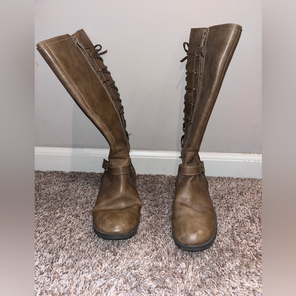 Girls knee high brown boots
